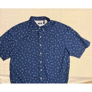 IZOD Button Down Shirt Men 2xlt Blue palm tree Lightweight Outdoor Hawaiian